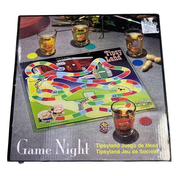 Game Night Tipsy Land Glass Board w/4 shot glasses NEW - Picture 2 of 5